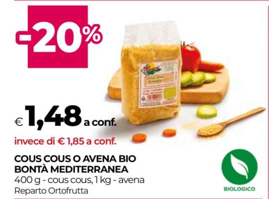 COUS COUS O AVENA BIO BONTÀ MEDITERRANEA