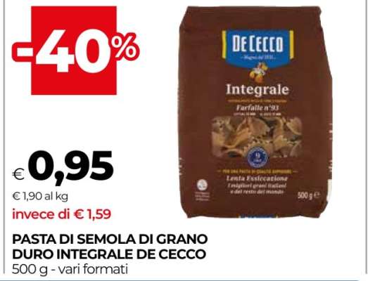 Pasta di Semola di Grano Duro Integrale De Cecco