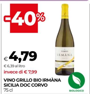 VINO GRILLO BIO IRMÀNA SICILIA DOC CORVO