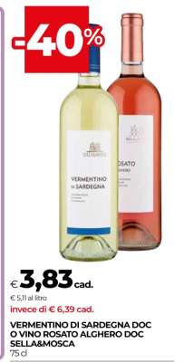 VERMENTINO DI SARDEGNA DOC O VINO ROSATO ALGHERO DOC SELLA&MOSCA
