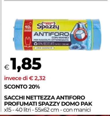 SACCHI NETTEZZA ANTIFORO PROFUMATI SPAZZY DOMO PAK