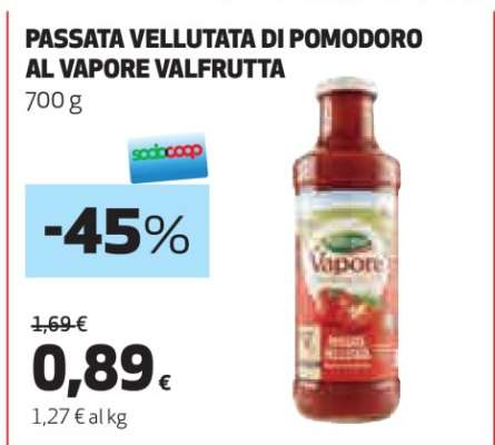 PASSATA VELLUTATA DI POMODORO AL VAPORE VALFRUTTA
