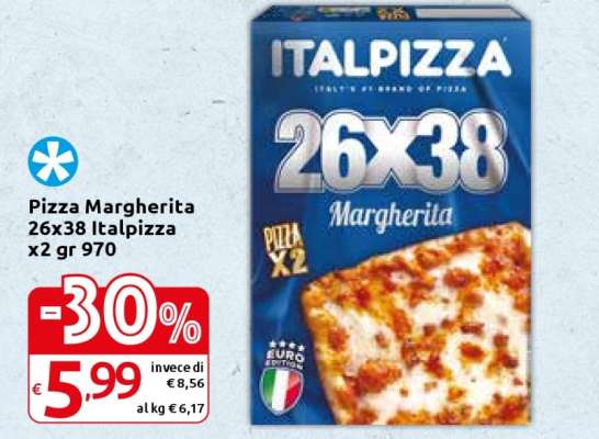 Pizza Margherita 26x38 Italpizza x2 gr 970