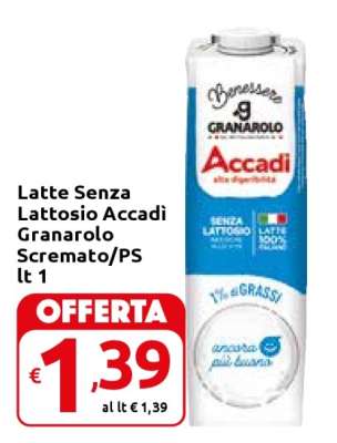 Latte Senza Lattosio Accadi Granarolo Scremato/PS lt 1