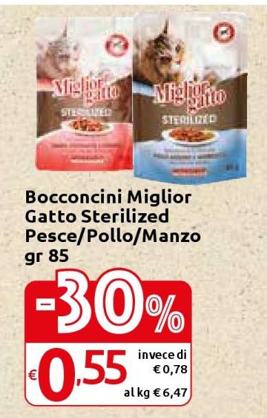 Bocconcini Miglior Gatto Sterilized Pesce/Pollo/Manzo gr 85
