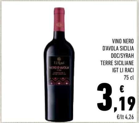 VINO NERO D'AVOLA SICILIA DOC/SYRAH TERRE SICILIANE IGT LI RACI