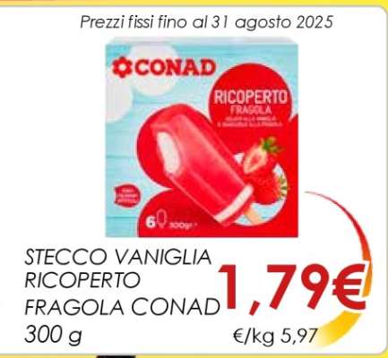 STECCO VANIGLIA RICOPERTO FRAGOLA CONAD