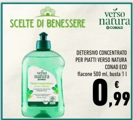 Detersivo Concentrato per Piatti Verso Natura Conad Eco
