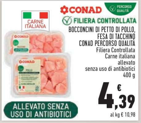 BOCCONCINI DI PETTO DI POLLO, FESA DI TACCHINO CONAD PERCORSO QUALITÀ