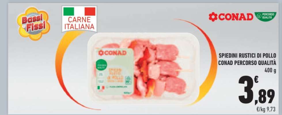 SPIEDINI RUSTICI DI POLLO CONAD PERCORSO QUALITÀ