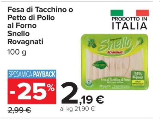 Fesa di Tacchino o Petto di Pollo al Forno Snello Rovagnati