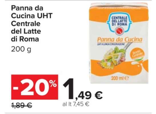 Panna da Cucina UHT Centrale del Latte di Roma