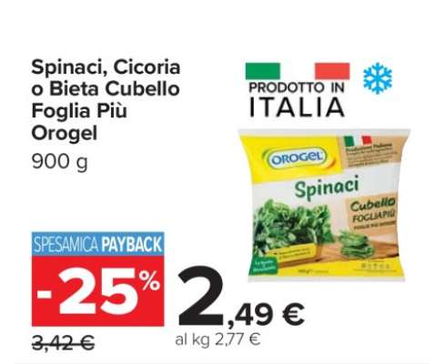 Spinaci, Cicoria o Bieta Cubello Foglia Più Orogel