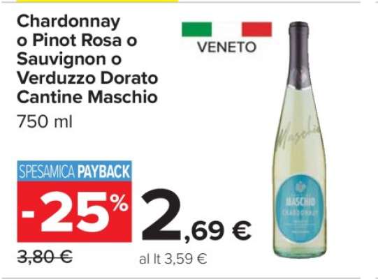 Chardonnay o Pinot Rosa o Sauvignon o Verduzzo Dorato Cantine Maschio