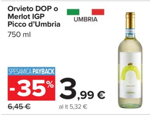 Orvieto DOP o Merlot IGP Picco d'Umbria