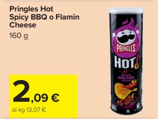 Pringles Hot Spicy BBQ o Flamin Cheese