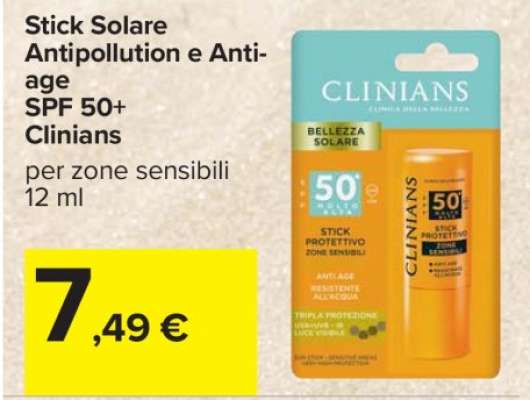 Stick Solare Antipollution e Anti-age SPF 50+ Clinians