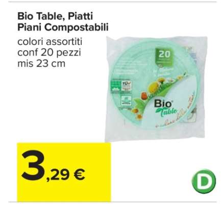 Bio Table Piatti Piani Compostabili