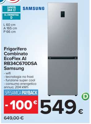 Frigorifero Combinato EcoFlex AI RB34C670DSA Samsung