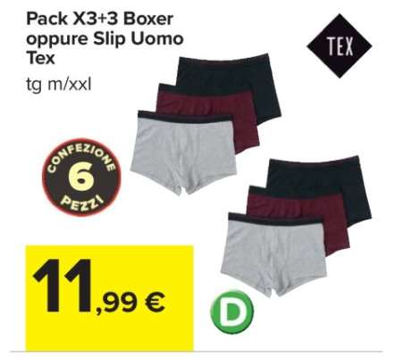 Pack X3+3 Boxer oppure Slip Uomo Tex