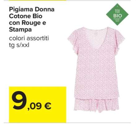 Pigiama Donna Cotone Bio con Rouge e Stampa