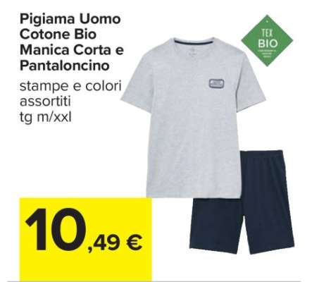 Pigiama Uomo Cotone Bio Manica Corta e Pantaloncino