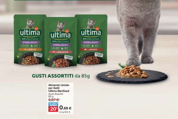 Alimento Umido per Gatti Ultima Sterilized Gusti Assortiti 85 g