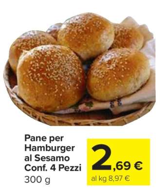 Pane per Hamburger al Sesamo Conf. 4 Pezzi