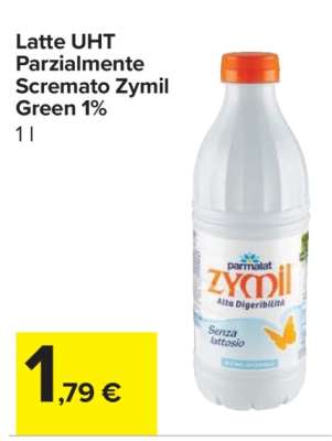 Latte UHT Parzialmente Scremato Zymil Green 1%