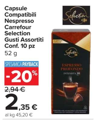 Capsule Compatibili Nespresso Carrefour Selection Gusti Assortiti Conf. 10 pz