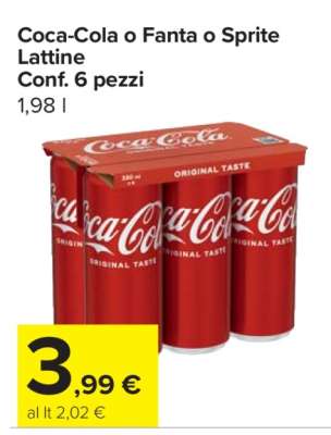 Coca-Cola o Fanta o Sprite Lattine
