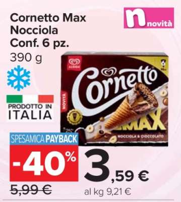 Cornetto Max Nocciola Conf. 6 pz.