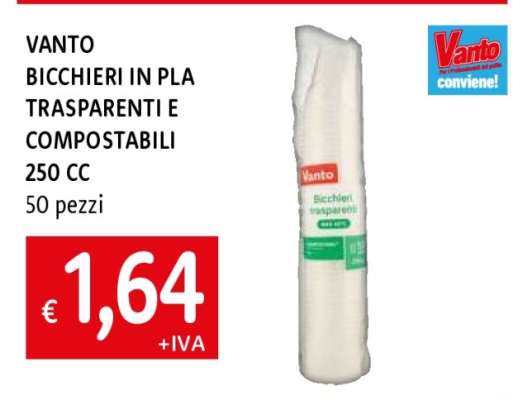 VANTO BICCHIERI IN PLA TRASPARENTI E COMPOSTABILI