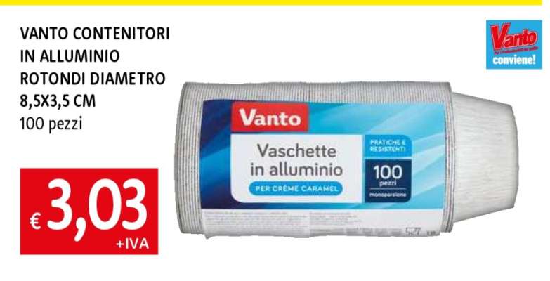 VANTO CONTENITORI IN ALLUMINIO ROTONDI DIAMETRO 8,5X3,5 CM