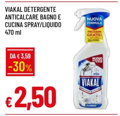VIAKAL DETERGENTE ANTICALCARE BAGNO E CUCINA SPRAY/LIQUIDO 470 ml