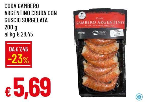 CODA GAMBERO ARGENTINO CRUDA CON GUSCIO SURGELATA