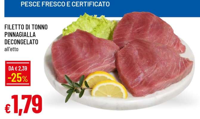 Filetto di Tonno Pinnagialla Decongelato