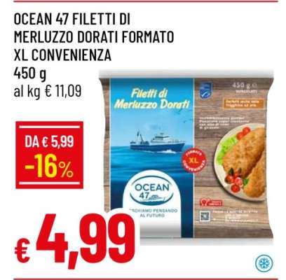 OCEAN 47 FILETTI DI MERLUZZO DORATI FORMATO XL CONVENIENZA