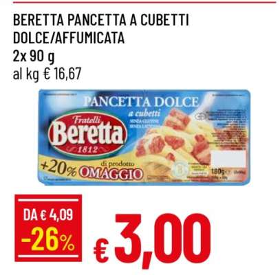 Beretta Pancetta a Cubetti Dolce/Affumicata