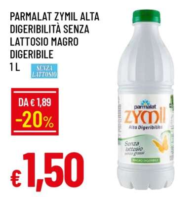 PARMALAT ZYMIL ALTA DIGERIBILITÀ SENZA LATTOSIO MAGRO DIGERIBILE 1 L