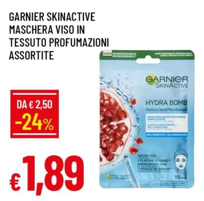 GARNIER SKINACTIVE MASCHERA VISO IN TESSUTO PROFUMAZIONI ASSORTITE