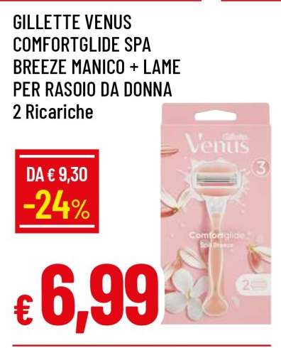 GILLETTE VENUS COMFORTGLIDE SPA BREEZE MANICO + LAME PER RASOIO DA DONNA