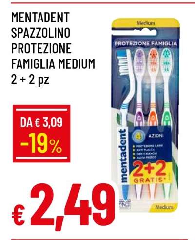 MENTADENT SPAZZOLINO PROTEZIONE FAMIGLIA MEDIUM