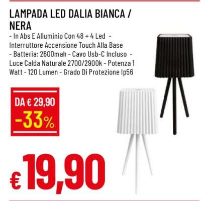 LAMPADA LED DALIA BIANCA / NERA