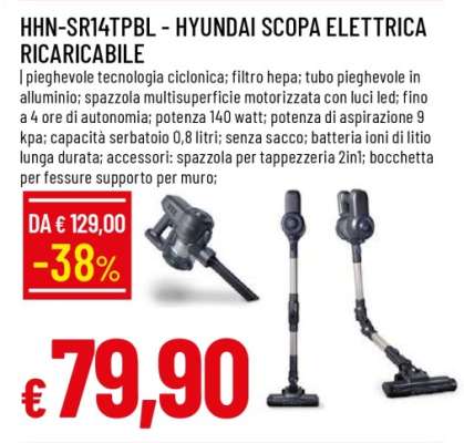HHN-SR14TPBL - Hyundai Scopa Elettrica Ricaricabile