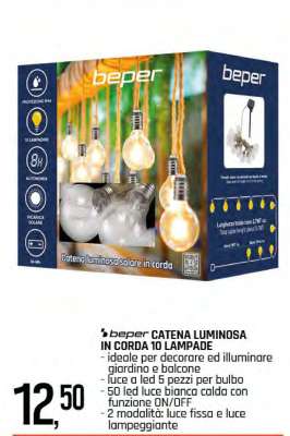 beper CATENA LUMINOSA IN CORDA 10 LAMPADE
