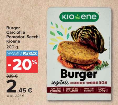 Burger Carciofi e Pomodori Secchi Kioene