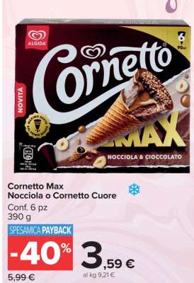 Cornetto Max Nocciola o Cornetto Cuore