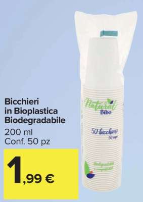 Bicchieri in Bioplastica Biodegradabile