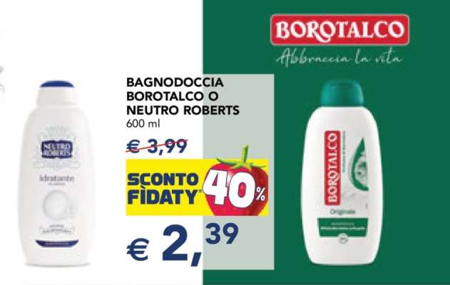 Bagnodoccia Borotalco o Neutro Roberts